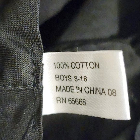 Boys 8-18 Cotton Black & Tan Floppy Hat with Adjustable Chin Strap - Great - Picture 3 of 5